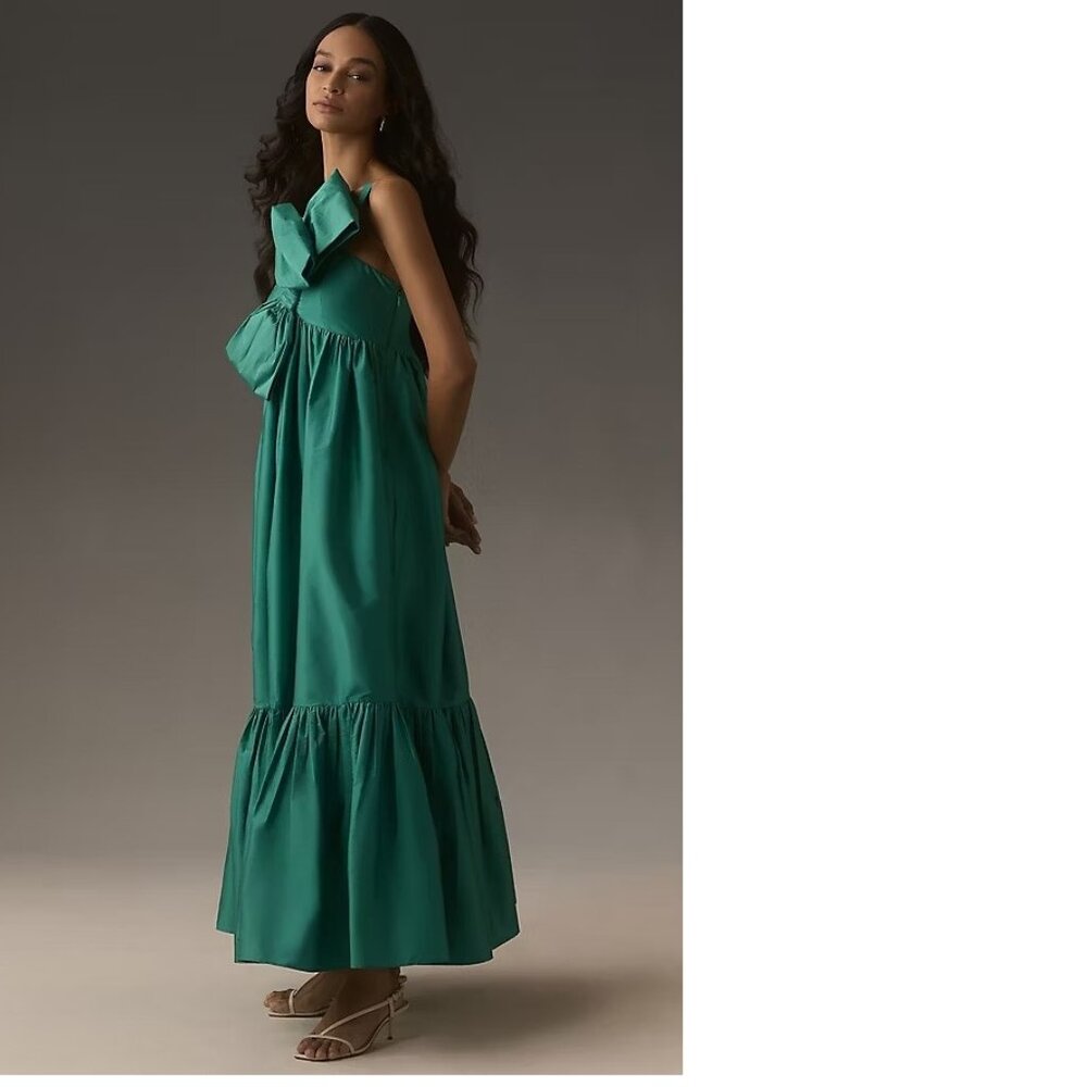 ANTHROPOLOGIE Atsu Sally Bow Midi Dress SIZE S new with tag turquoise nwt